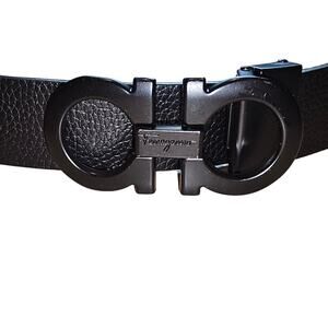 Salvatore Ferragamo Reversible Double Gancini Calfskin Leather Belt Black Brown